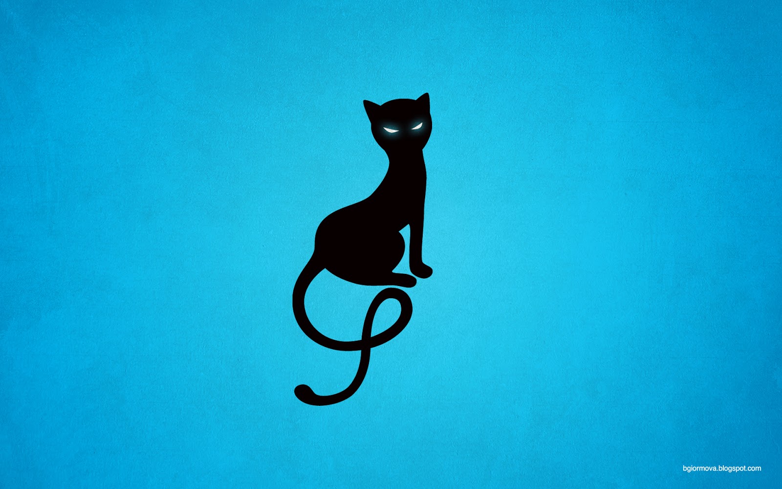 Gracious evil black cat desktop wallpaper in blue