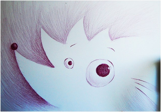 Cartoon hedgehog pencil drawing