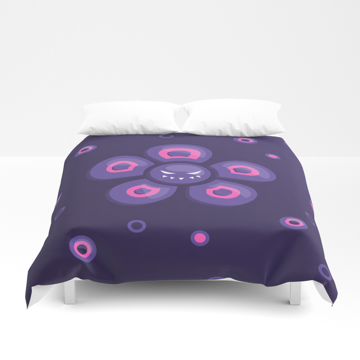 Violet evil flower duvet cover at Society6