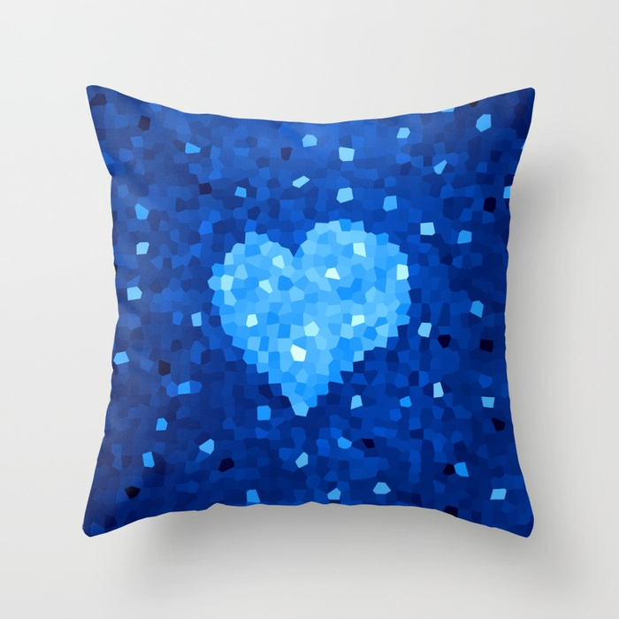 Crystal Blue Heart pillow at Society6