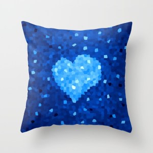 Crystal Blue Heart pillow at Society6