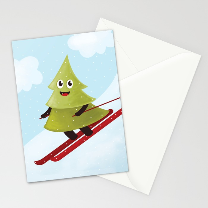 Pine tree on ski cards at Society6