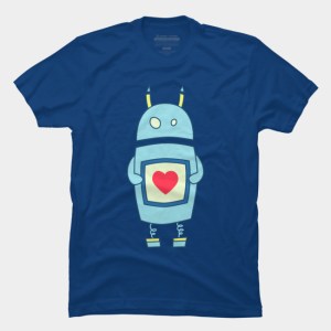 Clumsy Cute Robot With Heart T-Shirt at Design By Humans