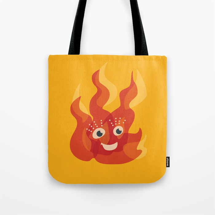 Cute flame character tote bag / Society6