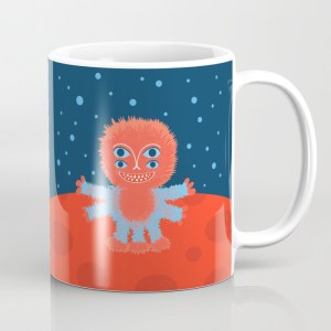 Happy alien character mug at Society6