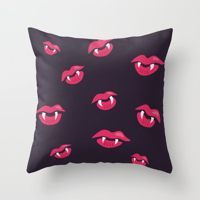 vampire lips and fangs pillow