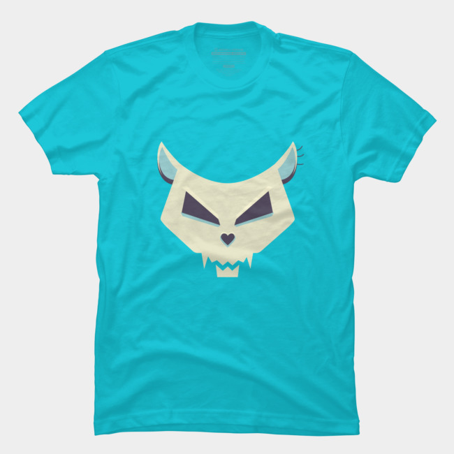 Evil cat skull with heart shaped nose tee at Design By Humans