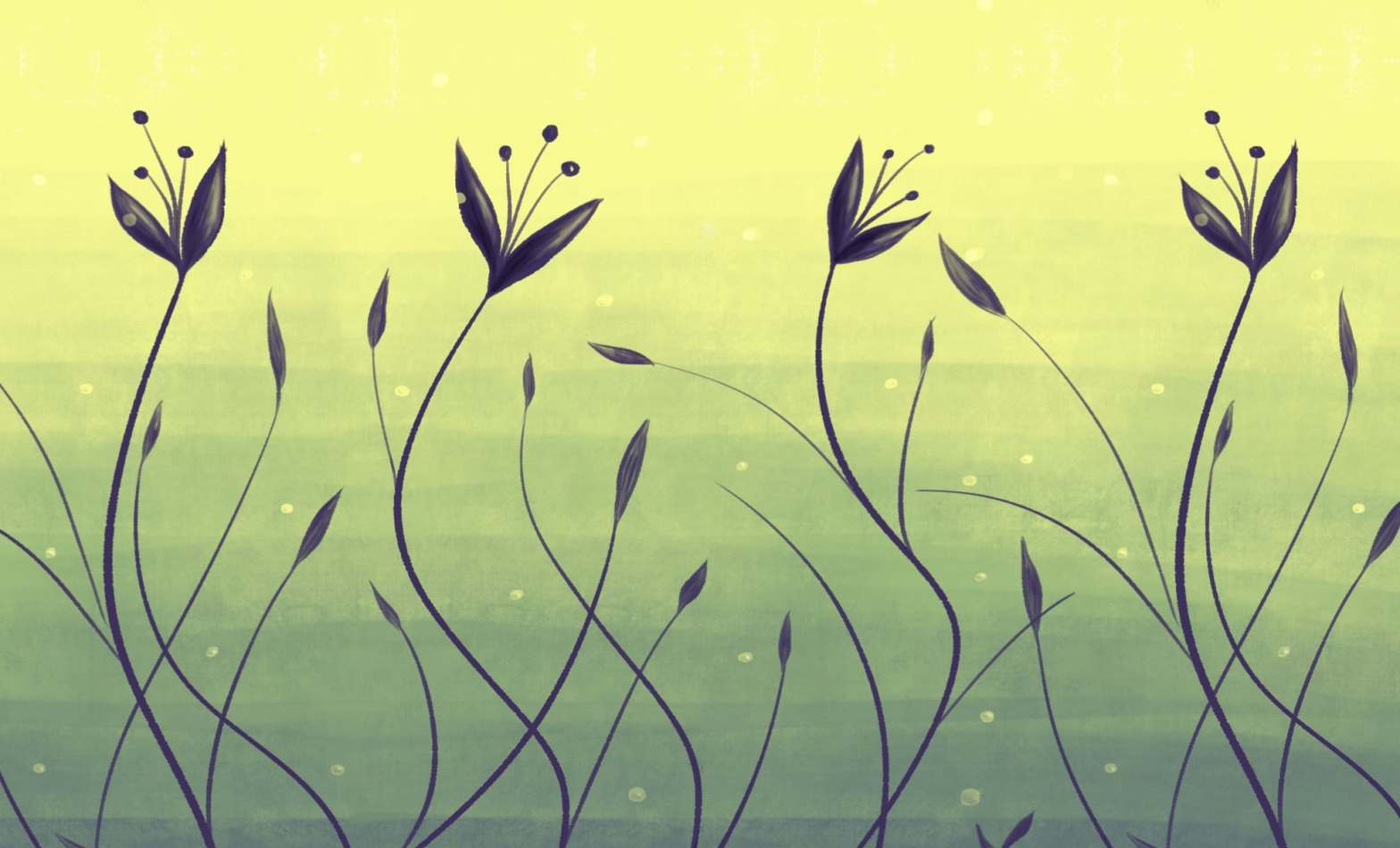 Water plants in green lake botanical art