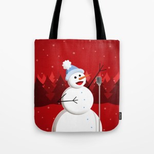 Singing snowman in red tote bag at Society6
