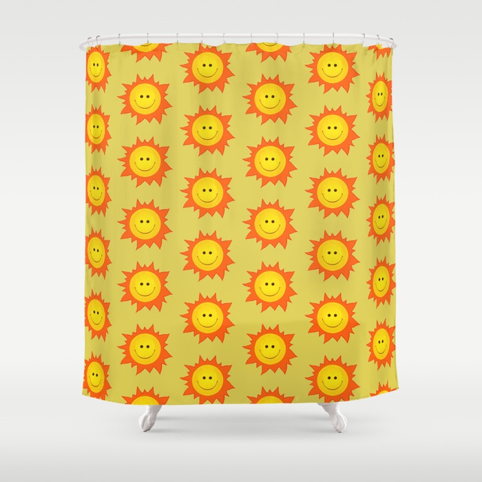 Happy Sun pattern shower curtain / Society6