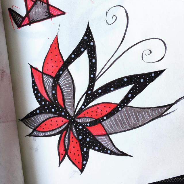 abstract butterfly ink sketch