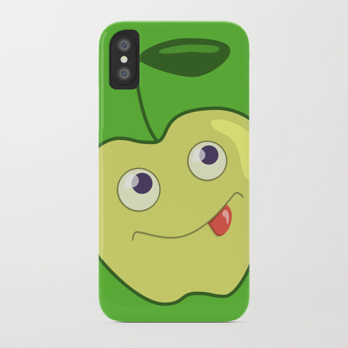 Green apple character iPhone case at Society6
