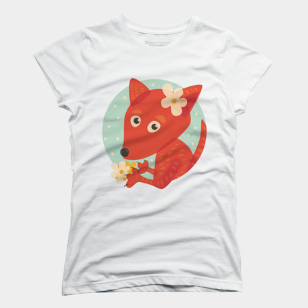 Cute fox with flowers t-shirt by boriana at Design By Humans
