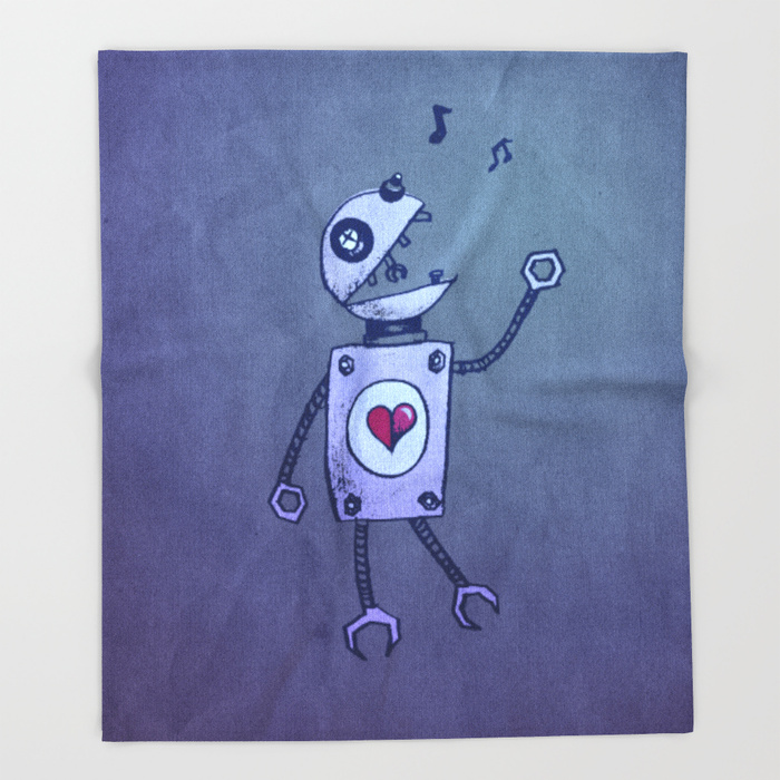 Robot character fleece blanket at Society6