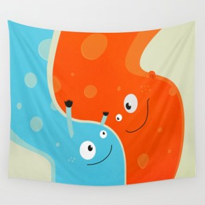 Happy mother and child wall tapestry at Society6