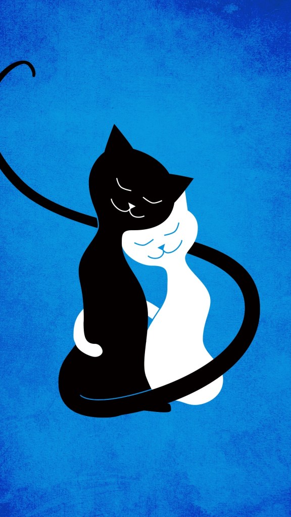 Blue love cats iPhone wallpaper