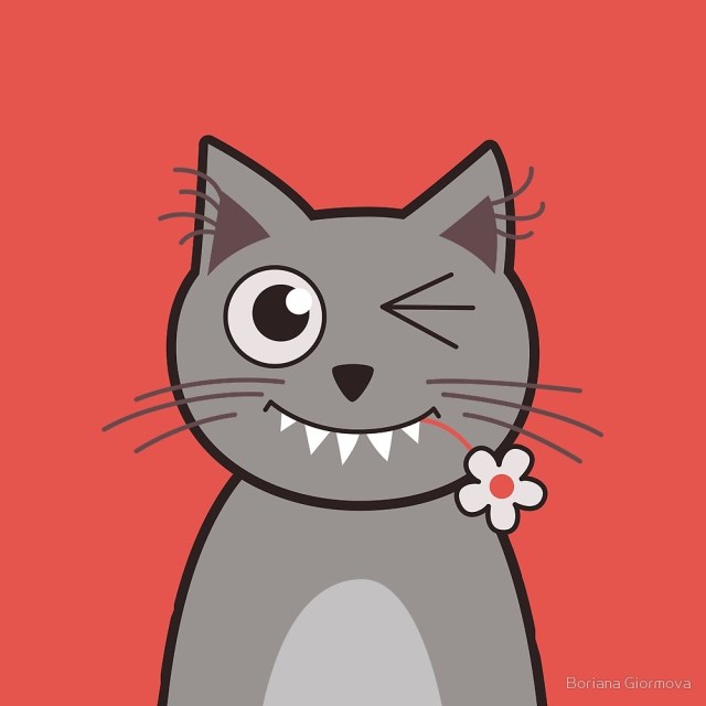 Cat wink cute cartoon kitty vector illustration