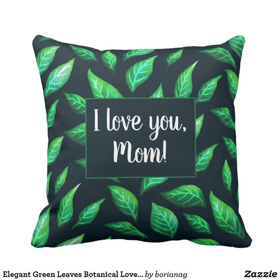I love you mom customizable botanical pillow at Zazzle