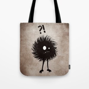 Evil bug wondering tote bag at Society6