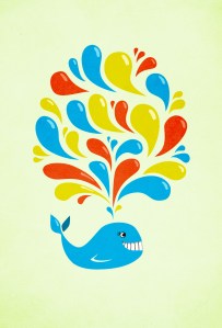 Bright happy cartoon whale iPhone wallpaper