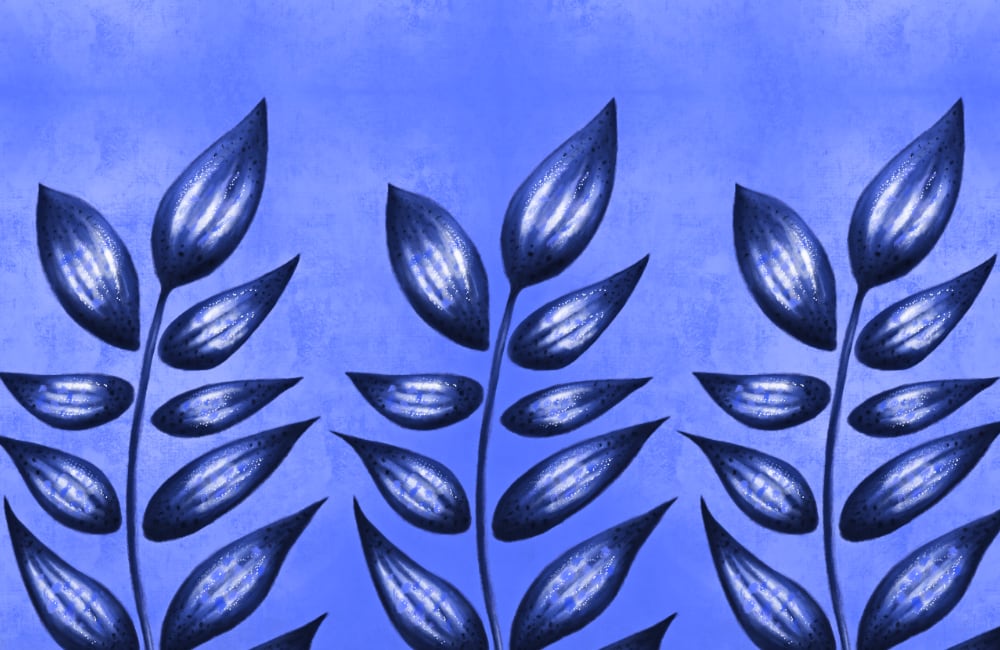 Abstract plant with pointy leaves digital art in blue