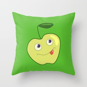 Green apple character pillow at Society6