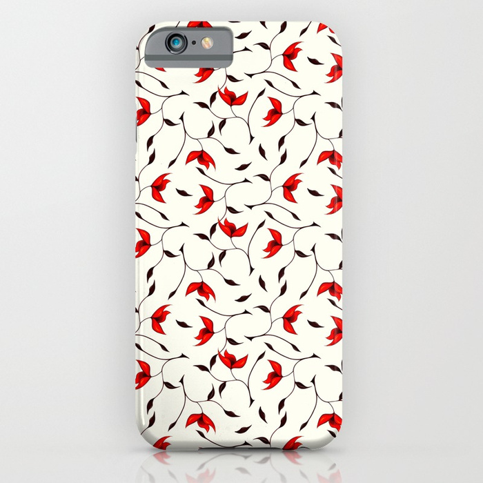 Strange red flowers pattern iPhone case at Society6
