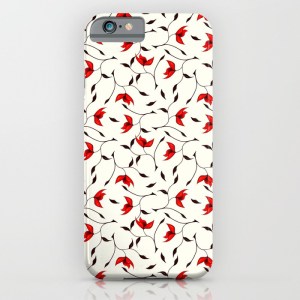 Strange red flowers pattern iPhone case at Society6