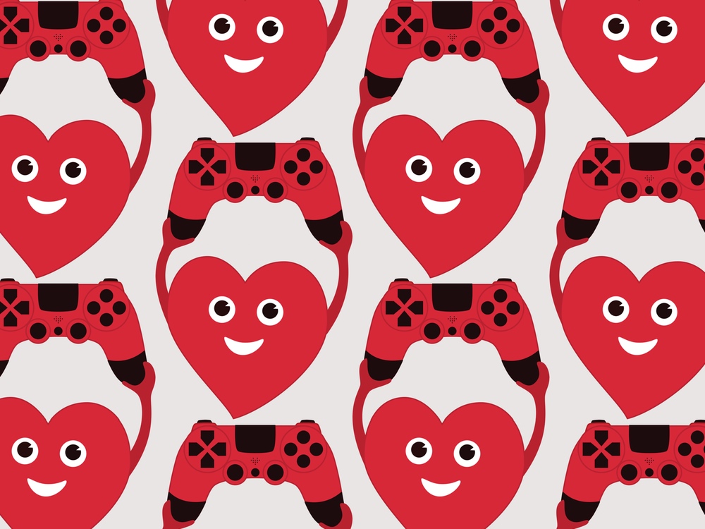 Gamer art - heart with gamepad vector illustration created by Boriana Giormova.