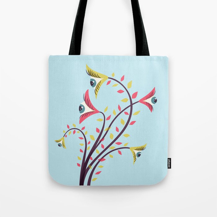 Eye flowers looking weirdly tote bag