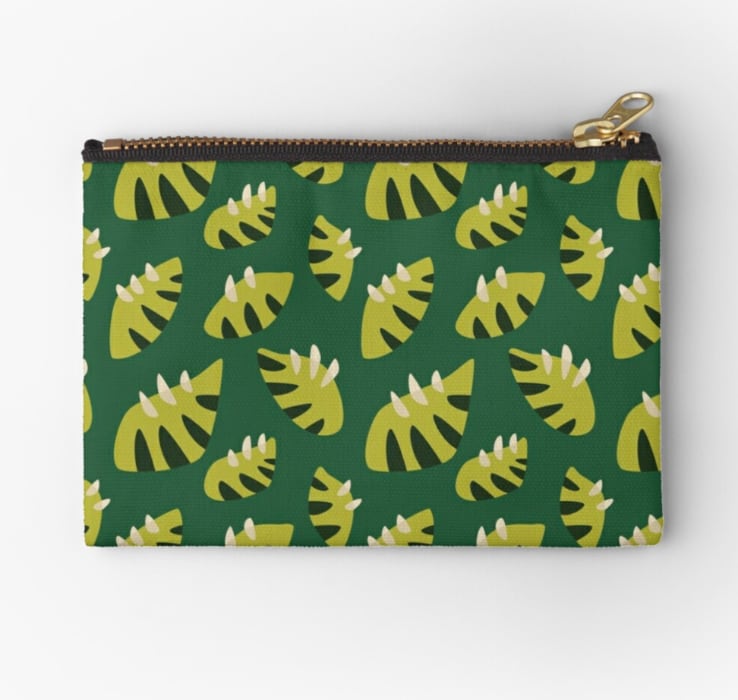 fun pouch with geometric leaf pattern