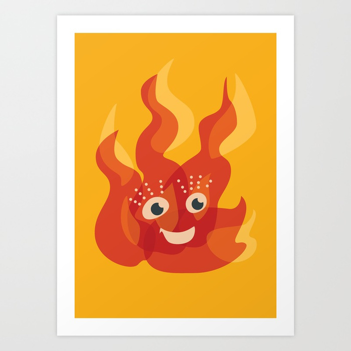 Cute flame character art print / Society6