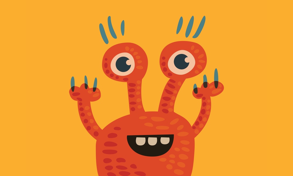 Orange monster vector illustration