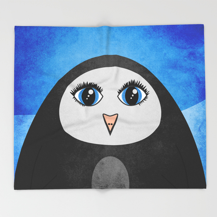 Geometric penguin fleece blanket at Society6