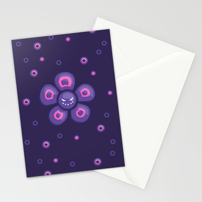 Violet evil flower cards at Society6
