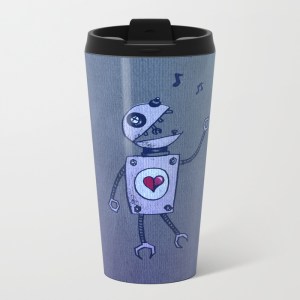 Robot character metal travel mug at Society6