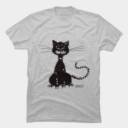 Ragged evil black cat t-shirt by boriana at Design By Humans