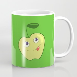 Green apple character mug at Society6