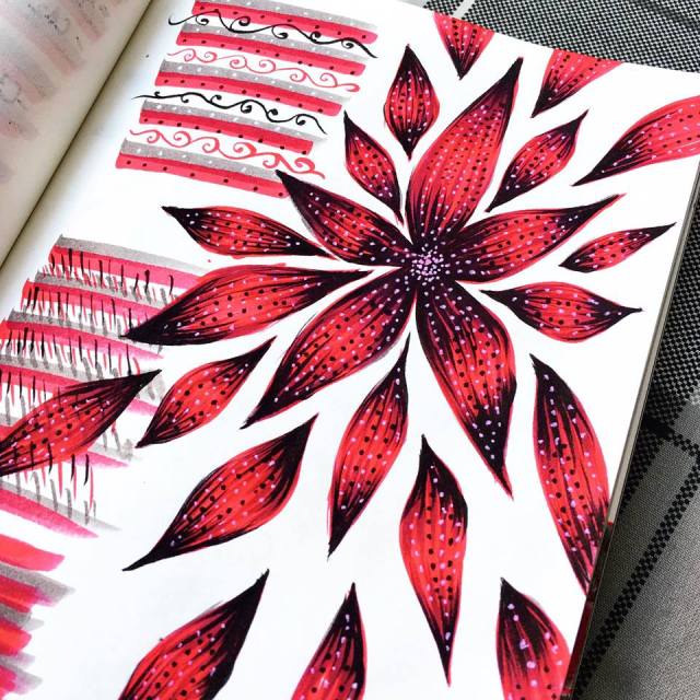 abstract flower in red and black