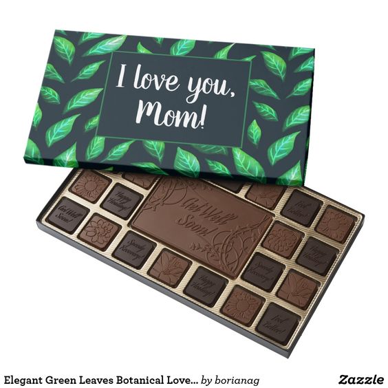 I love you mom customizable botanical chocolate box at Zazzle