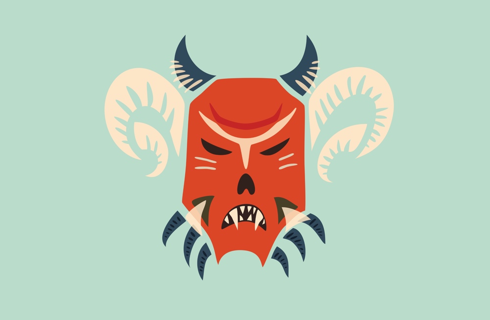 Horned monster mask vector illustration