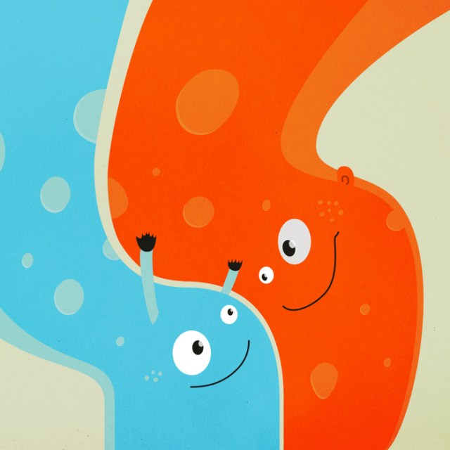 Happy mother and child cute cartoon characters illustration