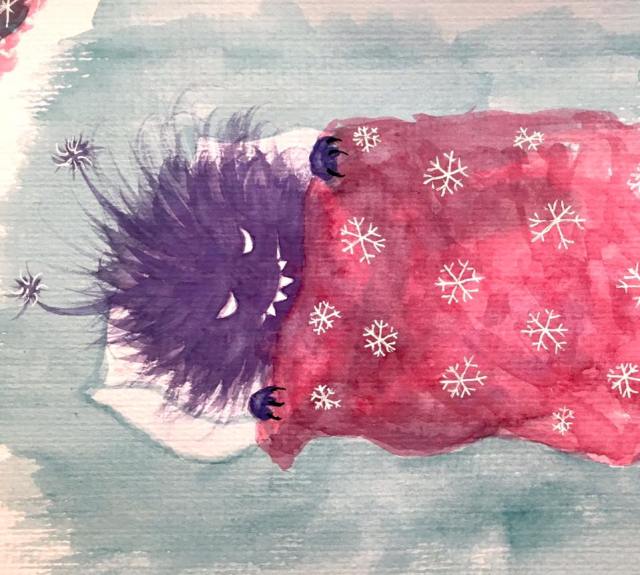 Evil bug in bed preparing to go to sleep