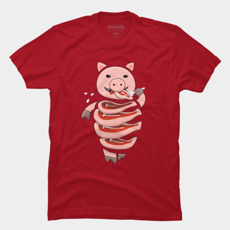 Self eating pig t-shirt by boriana at Design By Humans