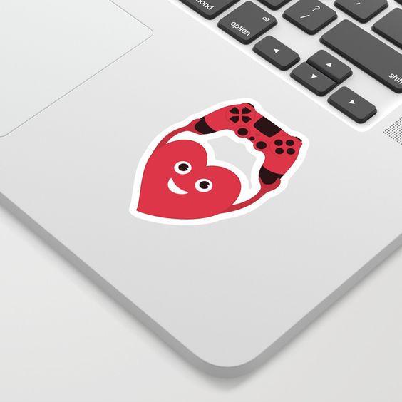 Gamer heart sticker at society6