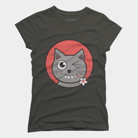 Cute winking kitty cat t-shirt by boriana at Design By Humans