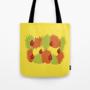 Autumn leaves and ladybugs bag at Society6