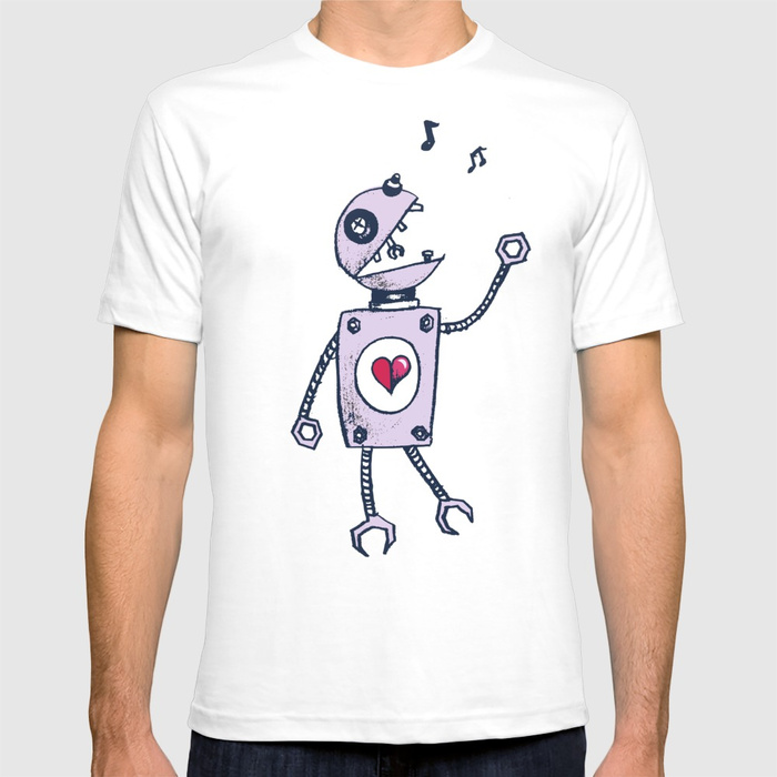 Robot character t-shirt at Society6