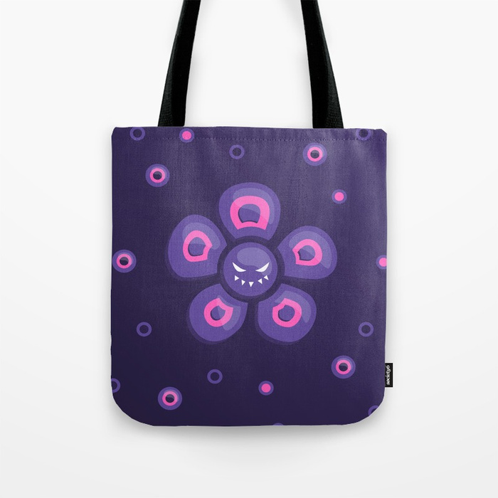 Violet evil flower tote bag at Society6