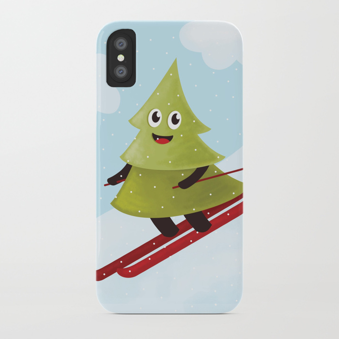 Pine tree on ski iPhone case at Society6